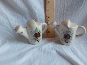 lot 199 image: Vintage Ceramic Watering Can Shaped Salt and Pepper Shakers