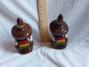 lot 202 image: Pair of Ceramic Sombrero Salt and Pepper Shakers