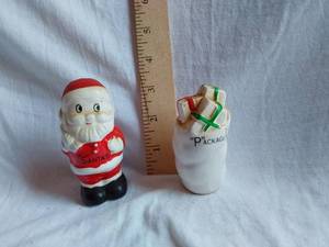 lot 203 image: Vintage Santa and Packages Salt and Pepper Shakers