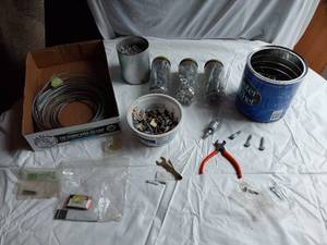 lot 260 image: Assorted Hardware and Tools including Cable, Bolts, and Rivets