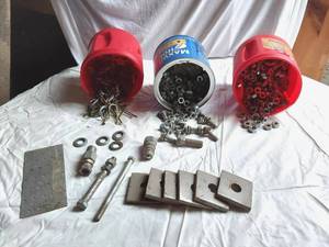 lot 265 image: Mixed Hardware Lot including Bolts, Nuts, Washers, and Metal Plates