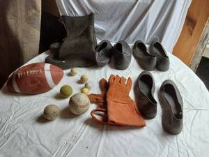 lot 276 image: Rubber Overshoes, Football, Balls, and Gloves