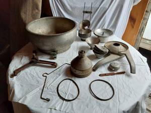 lot 286 image: Separator Creamer Parts Set including Large Bowl, Funnels, and Accessories