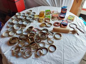 lot 334 image: Canning Supplies and Accessories including Ball Lids, Empire Jar Lids, and Rubber Seals