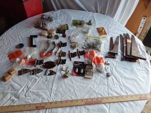 lot 381 image: Assorted Hardware and Fixtures including Hinges, Handles, and Fasteners