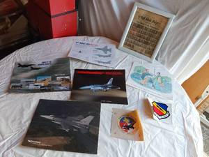 lot 387 image: Lot of F-16 Fighter Jet Memorabilia and Collectibles including Posters and Stickers