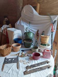 lot 426 image: Gardening and Tool Collection including Pots, BBQ Tools, and Saws