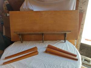 lot 448 image: Wooden Table with Detachable Legs and Wall Shelf