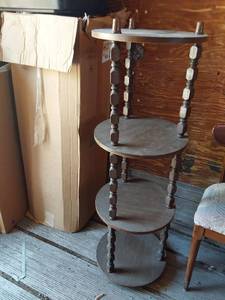 lot 450 image: Antique Wooden Plant Stand with Three Tiers