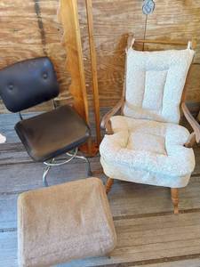 lot 457 image: Chair, Stool, and Shelf
