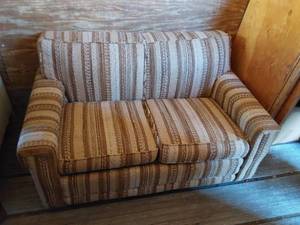 lot 463 image: Vintage Sofa Bed with Striped Fabric Upholstery