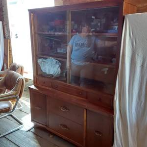 lot 468 image: Distinctive Furniture by Stanley HutchCabinet with Glass Doors, Drawers, and Shelves approx. 48 wide and 64 12 tall