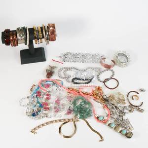 lot 14 image: Better Costume Jewelry Lot - Bracelets, Cuffs, Necklaces