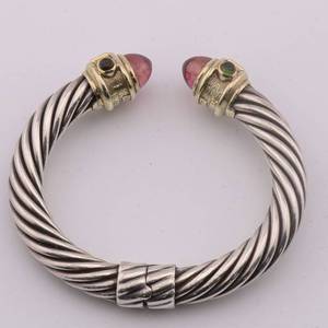 lot 4 image: Judith Ripka Sterling Silver .925 Bracelet w14k Caps
