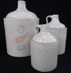 lot 68 image: 3 ANTIQUE STONEWARE JUGS (REDWING)