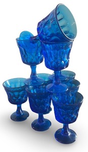 lot 31 image: Noritake Perspective Blue 5 Goblets - Set of 10