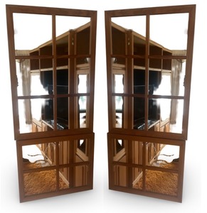 lot 52 image: Set of 4 Window Pane Style Wooden Mirrors