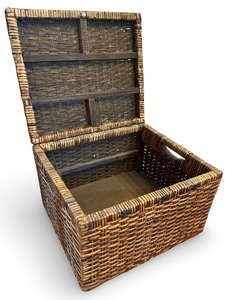 lot 45 image: Woven Rattan Storage Basket with Hinged Lid