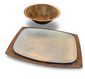 lot 51 image: Weavewood Wooden Salad Bowl and Platter Set