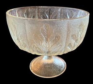 lot 108 image: FTD Clear Glass Compote Dish with Oak Leaf Pattern