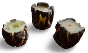 lot 137 image: Set of 3 Vintage Hand Crafted Sand Casted Candle Holders