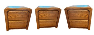 lot 7 image: Set of 3 Arbek Mid Century Oak Nightstands