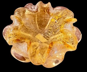 lot 34 image: Mid-Century Murano Hand-Blown Glass Bowl with Gold Accents