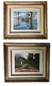 lot 77 image: Pair of Vintage Foil Engraving Pictures with Ornate Frames