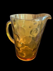 lot 96 image: Vintage Amber Glass Pitcher with Bubble Pattern