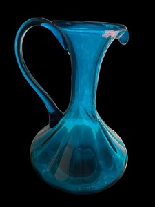 lot 103 image: Vintage Blue Art Glass Pitcher