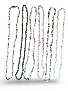 lot 123 image: Lot of 6 Stone Chip Bead Necklaces, Mixed Colors