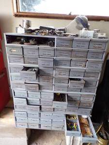 lot 293 image: Stacking Bolt bin with content and Stuff on TOP