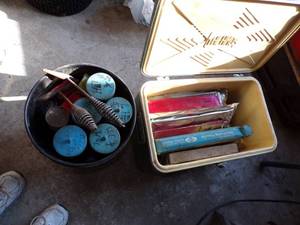 lot 384 image: Weld Supplies- in Cooler and Black Bucket
