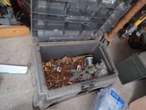 lot 478 image: Tool Box Stool with copper fittings inside
