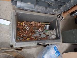 lot 478 image: Tool Box Stool with copper fittings inside