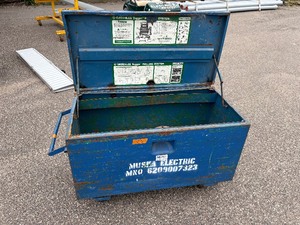 lot 83 image: Blue Job Site Chest on wheels, 48w  x 30 d x 31