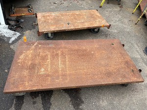 lot 131 image: (2) Industrial Steel Flatbed Rolling Carts