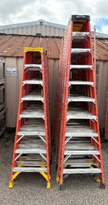 lot 95 image: (2) Werner trestle ladders 300LB capacity 8 (pn 6208)  and 10