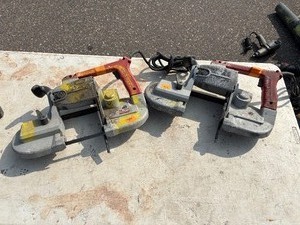 lot 176 image: (2) Milwaukee Corded Heavy-Duty Band Saws.  Both power up