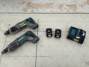 lot 208 image: (2) Makita rotary hammer drills XRH04 and BHR241 with (2) 18V 3.0AH batteries & a DC18RC charger