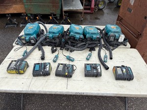lot 118 image: (5) Makita back packs with 5 chargers and 4 batteries