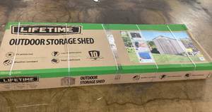 lot 407 image: Lifetime 8x 7.5 Outdoor Storage Shed MISSING BOX