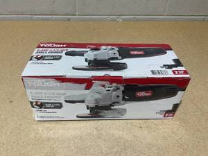 lot 250 image: Hyper Tough 6 Amp Corded Angle Grinder with Handle, Adjustable Guard, 4-12 inch Grinding Wheel & Wrench, New Condition