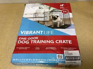 lot 441 image: Vibrant Life Wire Dog Crate, Single-Door, Divider and Leak-Proof Tray