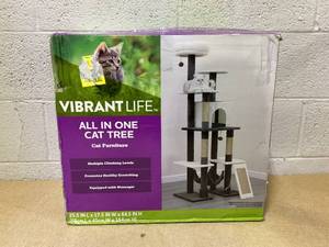 lot 444 image: Vibrant Life 7-Level 65 Multi-Functional Cat Tree Activity Tower with Hammock