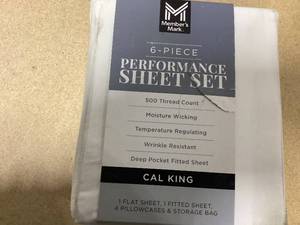 lot 447 image: 6PCS Cal King Members Mark Performance 500-Thread-Count Solid Sheet Set