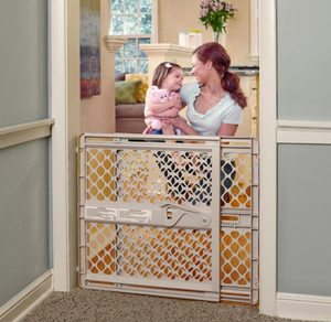 lot 102 image: LOT OF 2 Toddleroo by North States - Supergate Ergo Baby Gate Plastic Baby Gate for Stairs & Doorways