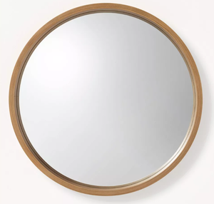 lot 203 image: Round Wood Framed Wall Mirror - Hearth & Hand