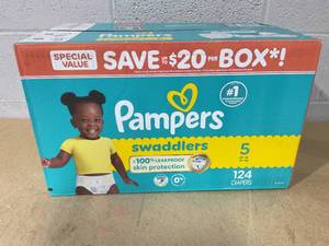 lot 321 image: Pampers Swaddlers Sensitive Disposable Diapers Size 5, 124 ct