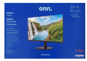 lot 155 image: onn. 24 FHD (1920 x 1080p) 75hz Office Monitor with 6 ft HDMI Cable, Black